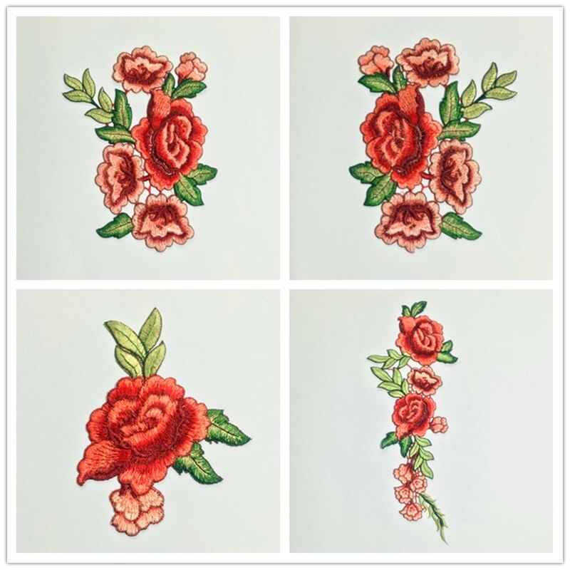 Rose Flower Embroidery Patches Sticker Clothes Parches Para La Ropa Applique Embroidery Flower Patches Diy Clothing Accessories