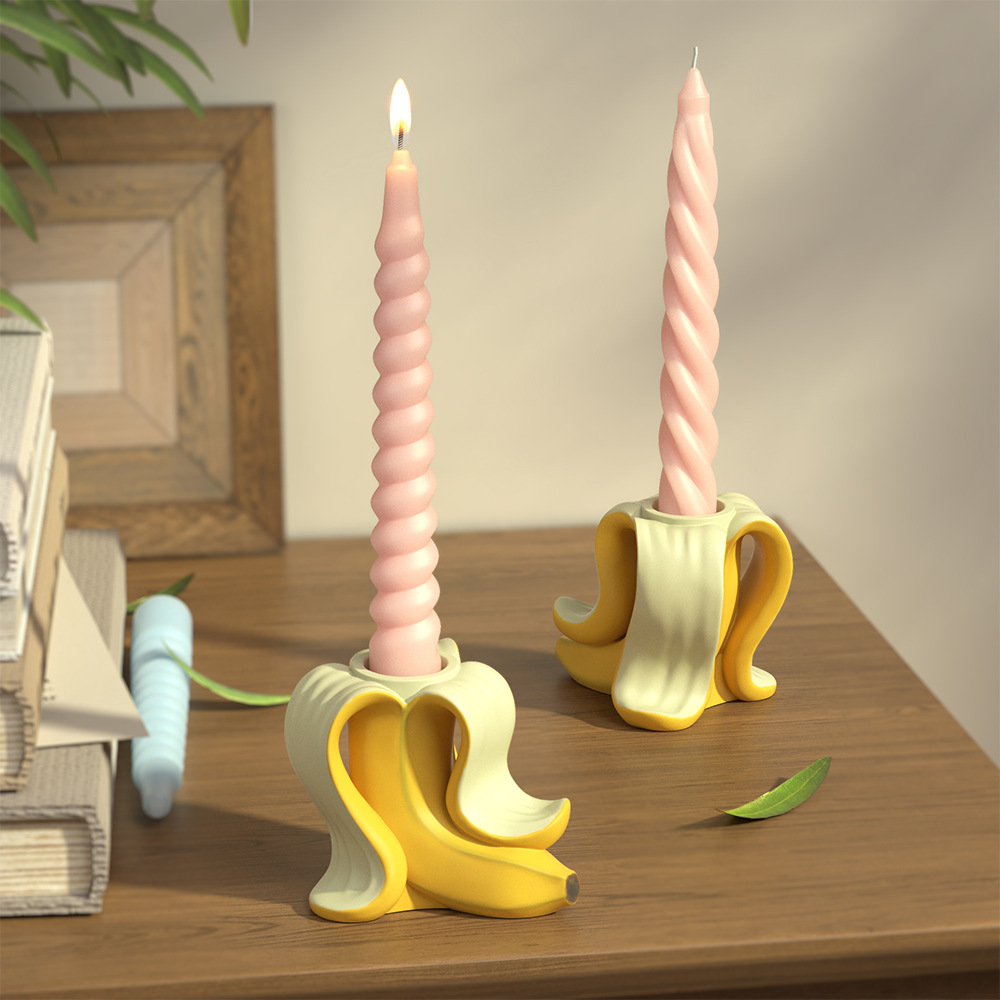 Portavelas de plátano, moldes de silicona para decoración del hogar, candelabro, yeso, cemento, artesanía, adorno de fruta, molde de resina