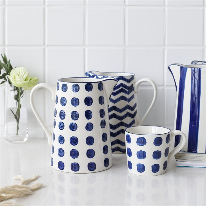Jarra de agua de cerámica de gran capacidad japonesa, botella de té de la leche, jugo, cocina doméstica, bote de agua, taza hervidor, jarra de agua resistente al calor