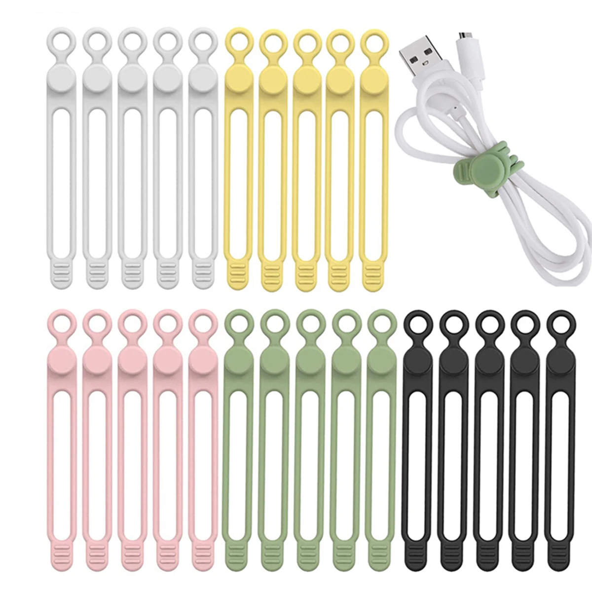 Silikone kabelstropper ledningsorganisator til øretelefoner, usb-kabel, computerkabelbindere ledningsorganisator i hjemmet, kontoret, skolen
