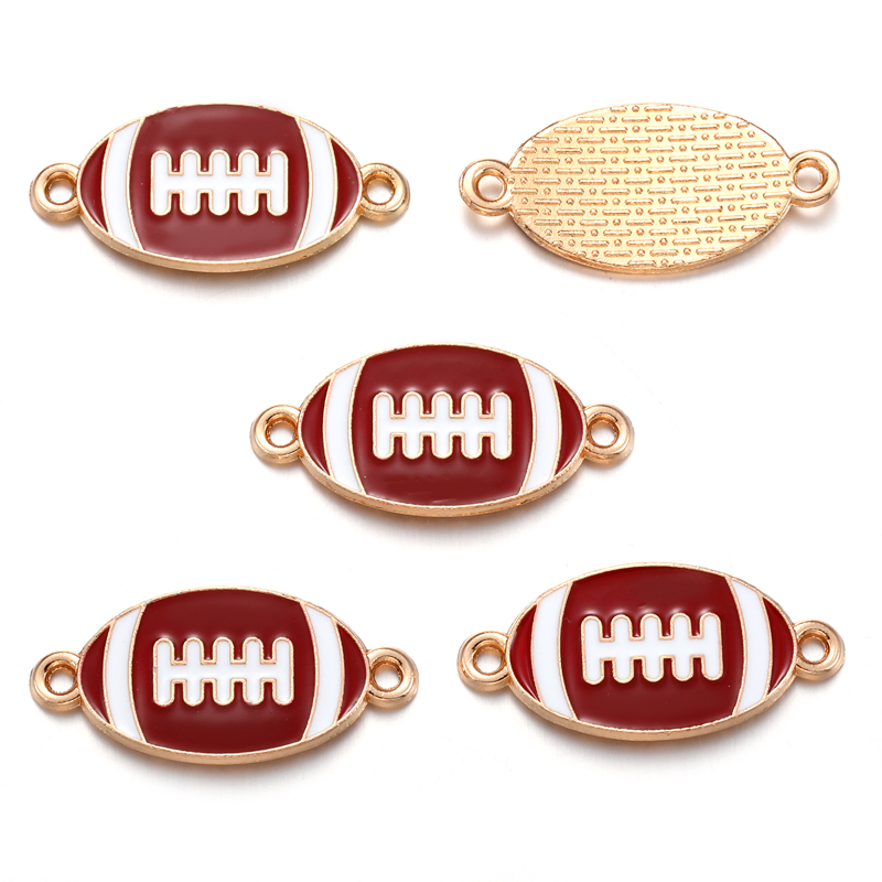 10 stuks geëmailleerde rugby-, voetbal- en badmintonracketbedeltjes voor armbanden, sleutelhangers, kettingen en sieraden, accessoires voor het maken van sieraden  w363