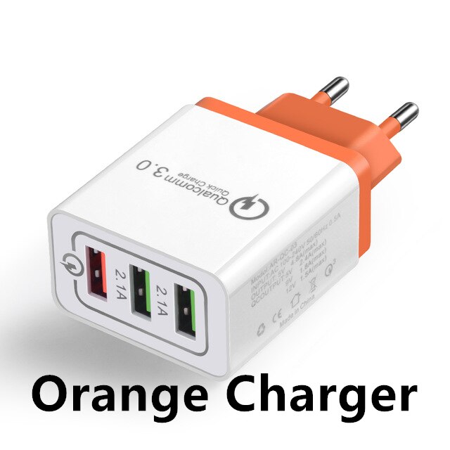 USB Charger EU Plug Quick Charge 3.0 Fast Charger Wall Charger For iphone 11 Pro X Samsung alaxy S8 S9 S10 S10e A50 A40 A30 A70: orange