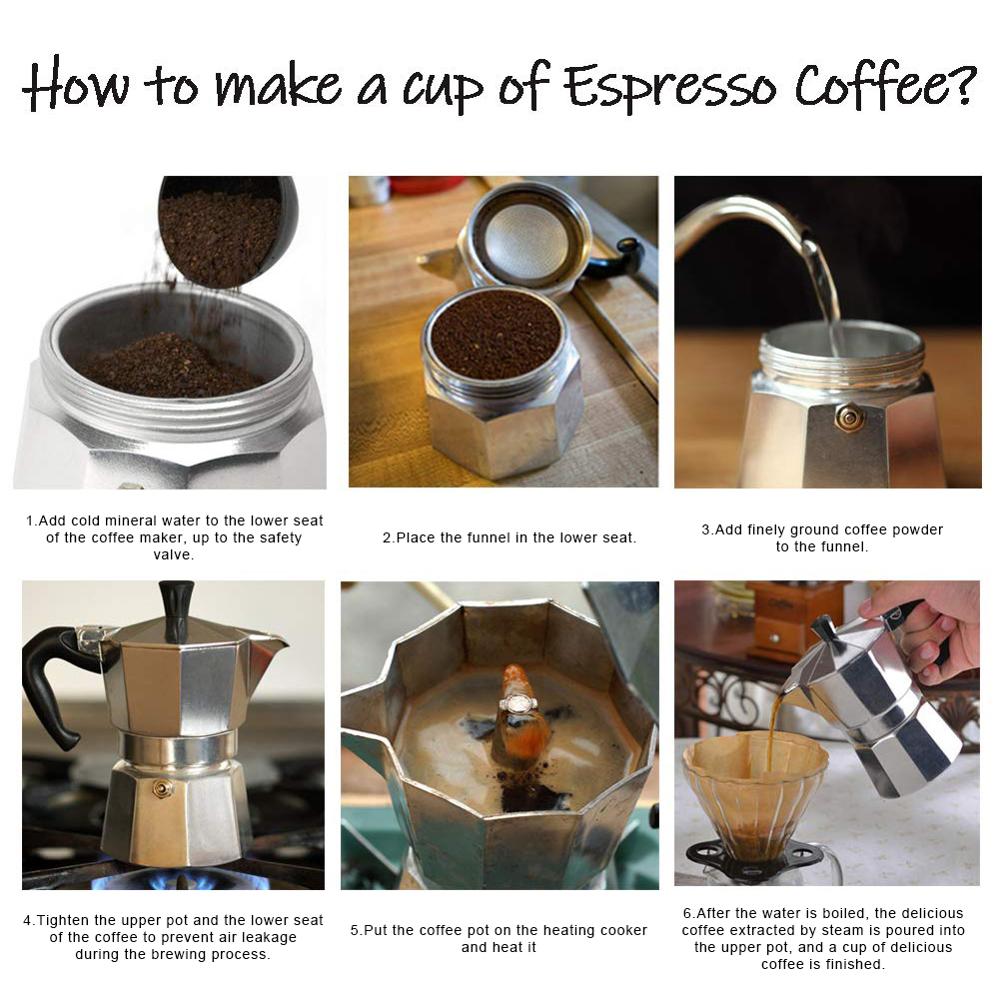 Kaffetrakter aluminium mokka espresso perkolator gryte kaffetrakter moka gryte 1 kopp /3 kopp /6 kopp /9 kopp /12 kopp /12 kopp komfyrtopp kaffetrakter