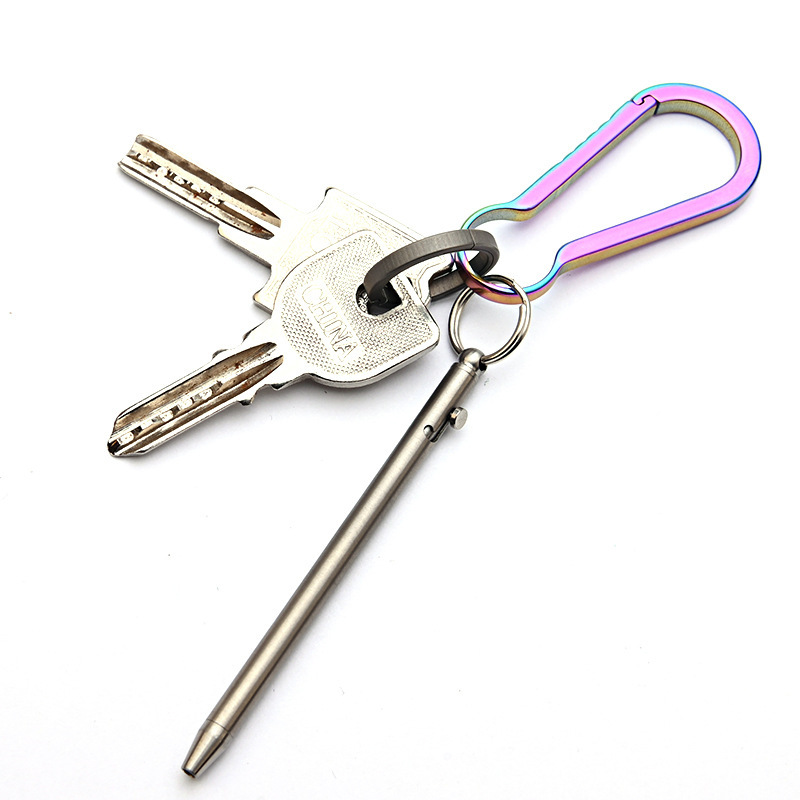 Puur titanium Mini Compact Bolt Pen Draagbare sleutelhanger Pen Draagbare reismetaal Balpen Ondertekening Feestcadeaus voor gasten