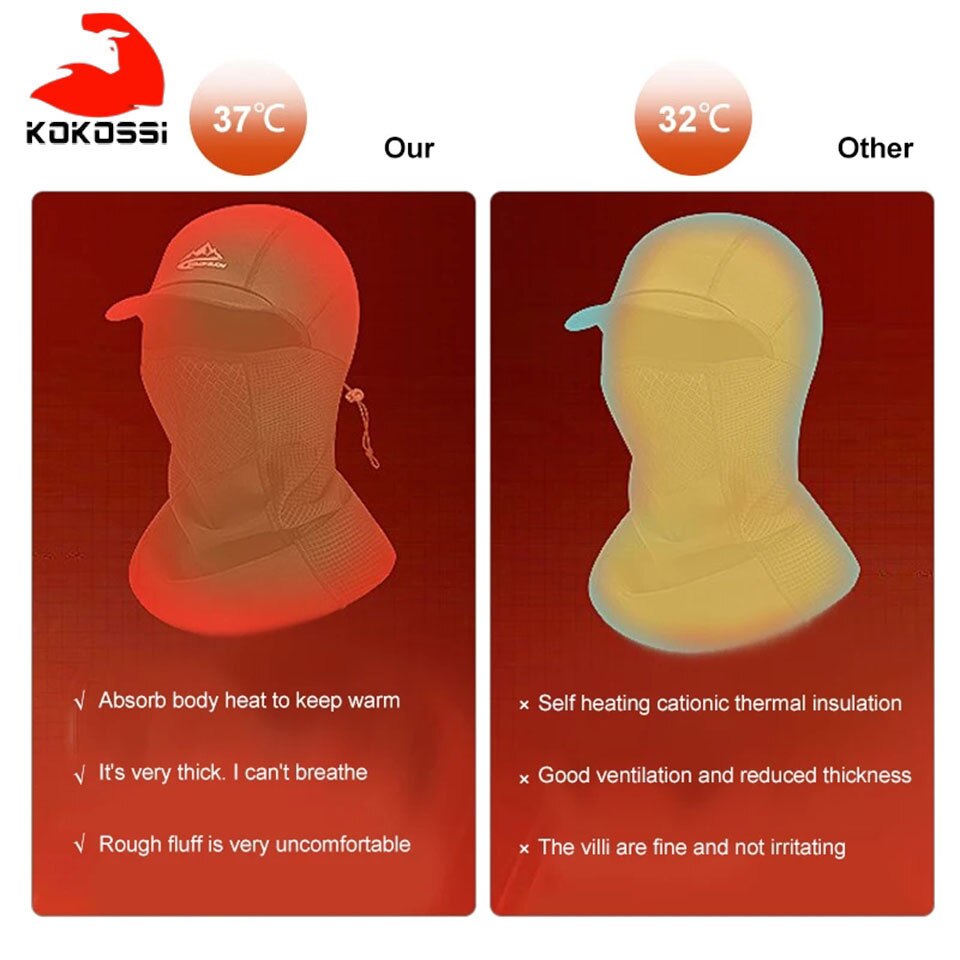 KoKossi Winter warm Selbst-heizung Kappe Radfahren Sport Volle Gesicht Maske Schal draussen Winddicht Headwear Sturmhaube Skifahren Angeln Hütte