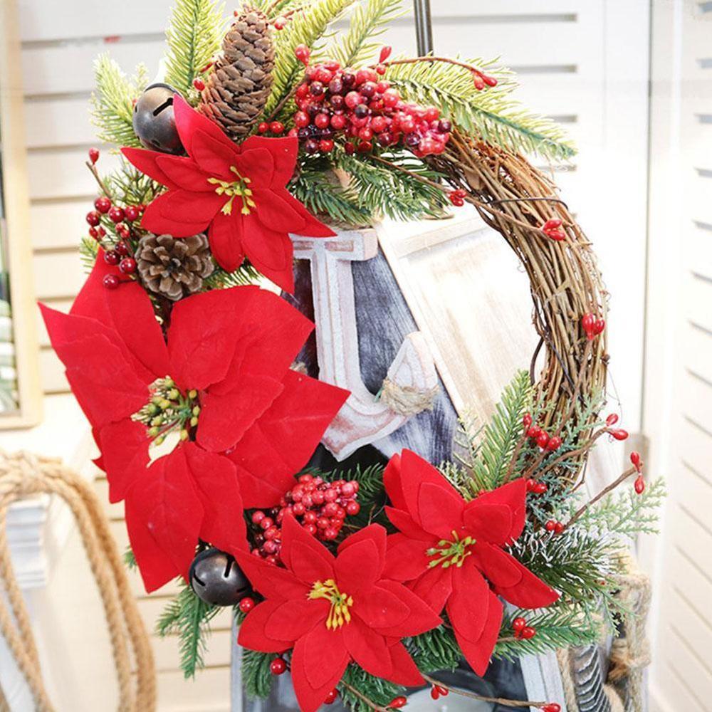 Guirnaldas navideñas artificiales para puerta, suministros decorativos para puerta, decoración colgante para fiestas y Navidad, F2S2