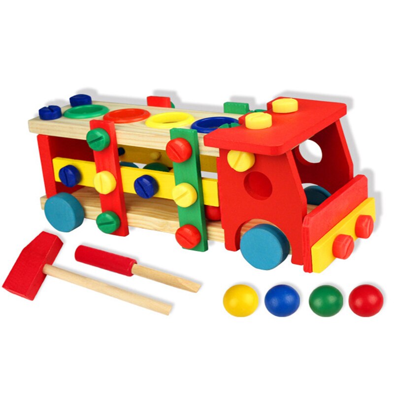 Baby Wooden Blocks Knock Toy Kids Tool Car Disassemble Table Games Learning Educational Cognitive Graphics Screw Assembly Toys: 360