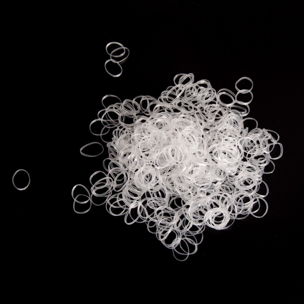 500Pcs Hair Tie Band Paardenstaart Houder Elastische Rubber Clear White Vrouwen Diy Haar Styling Tools Accessoire Cirkel Paardenstaart Hoofddeksels