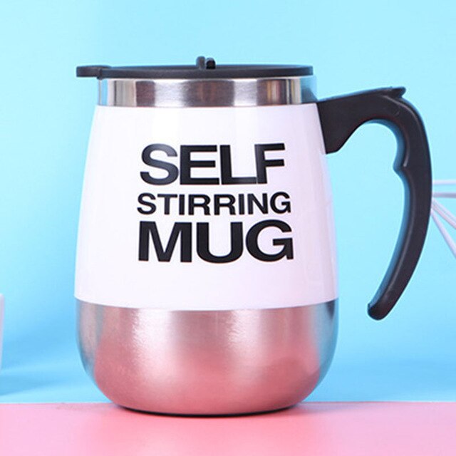 Tasse à café magnétique en acier inoxydable | Automatique, tasse à mélanger le lait, tasses à mélanger le lait, électrique paresseux Smart shaker Caneca gobelet de café: WHITE