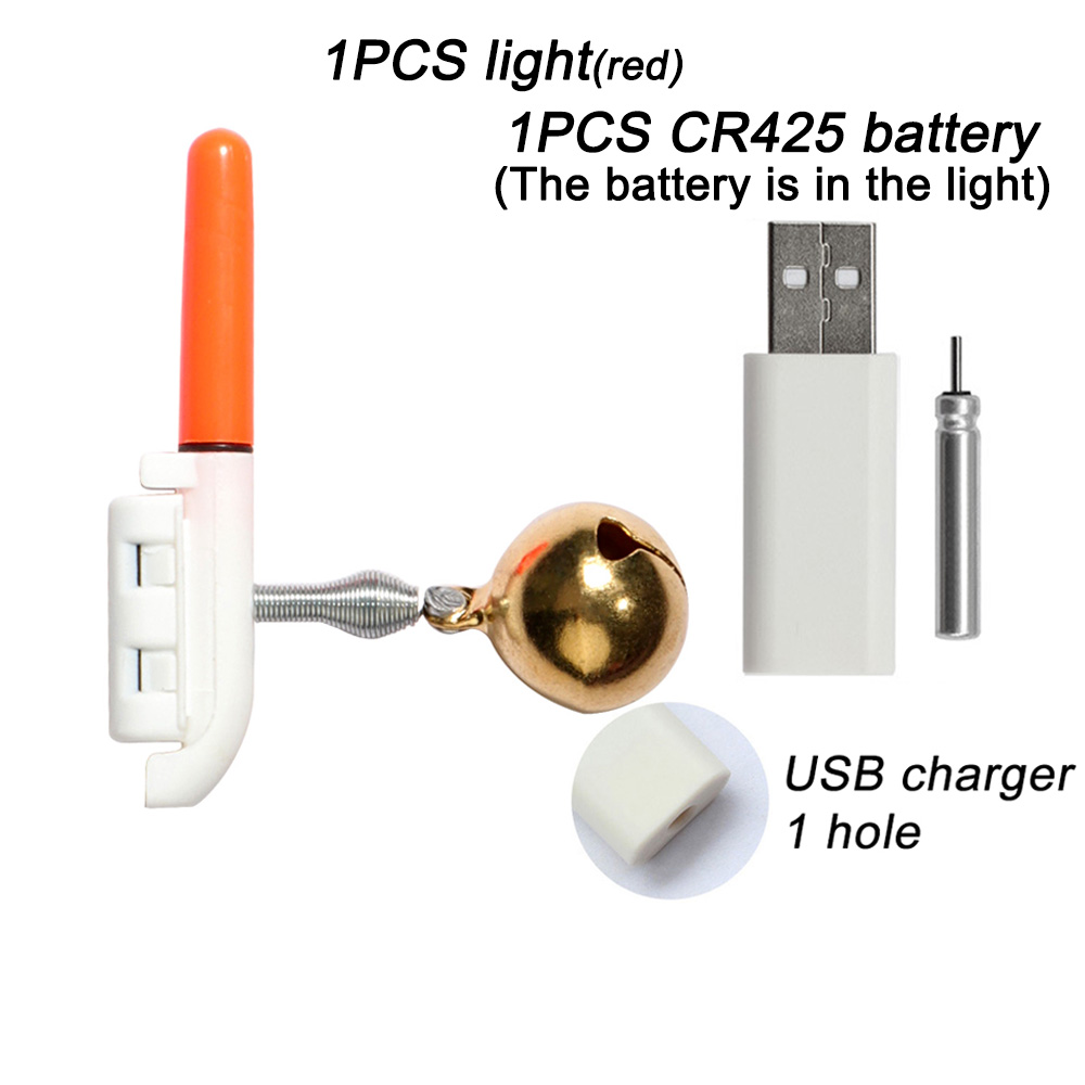 Sonnette d'alarme de morsure de poisson, chargeur USB CR425 3.6V, lampe à capteur de batterie, Kit d'outils de nuit lumineux, tige de Pesca, matériel lumineux, Flash LED: Violet