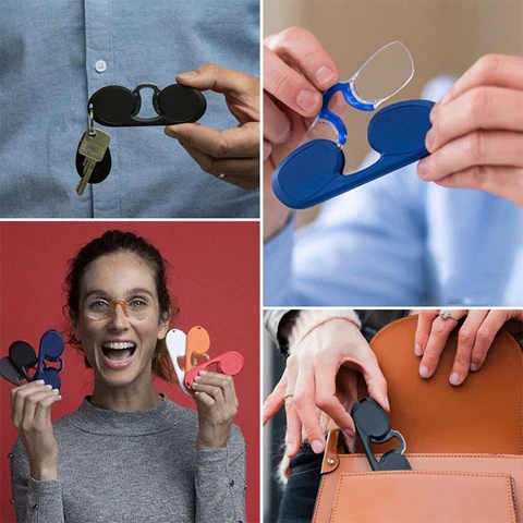 Clip-On Leesbril Mini Draagbare Leesbril Neus Clip Mannen Vrouwen Verziend Glazen Met Case