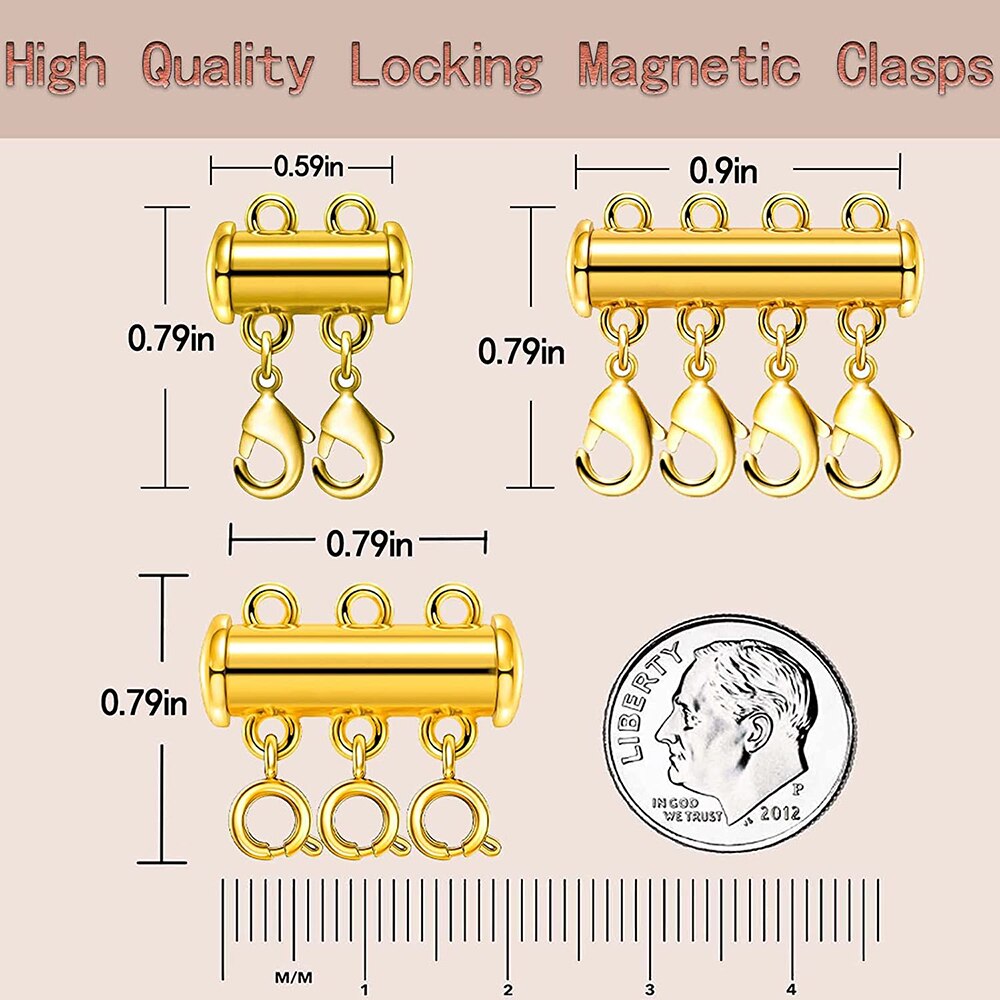 10 Stuks Gelaagde Ketting Spacer Sluiting, Magnetische Slide Sluiting Slot Ketting Connector Multi Strengen Schuif Tube Sluitingen