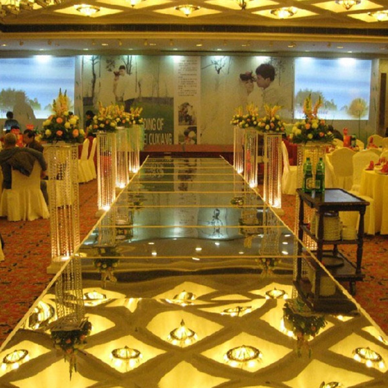 Tapete espelhado para casamento, decorativo para festa de casamento, 100mm de espessura, palco e corredores de 0.12 cm x 10m