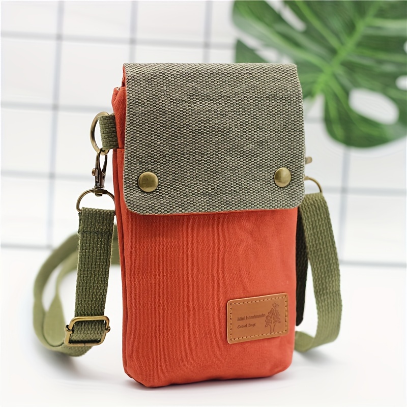 Mini bolso cruzado de tela, bolso para teléfono móvil con contraste de Color, bolso de hombro clásico para mujer, bolso cruzado pequeño, combina con todo: Azul