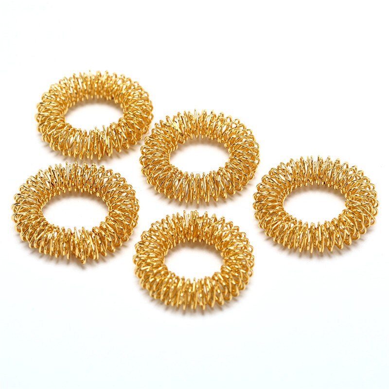 5Pcs Finger Massage Ring Acupuncture Ring Health Care Body Massager Relax Hand Massage Finger Lose Weight: Gold(5Pcs)