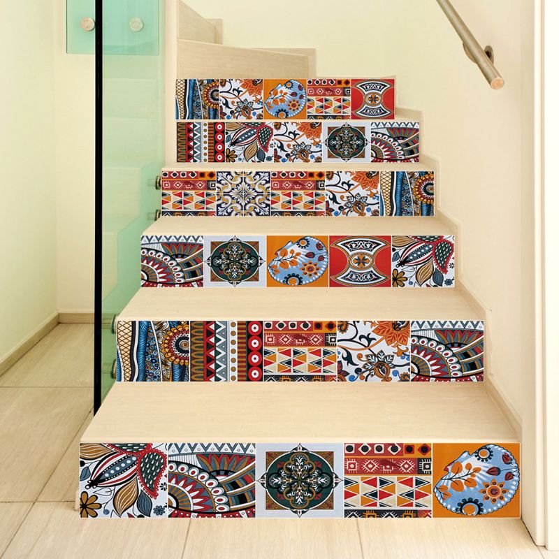 6pcs Tegel Trap Trap Riser Floor Stickers Zelfklevende DIY Stairway Decal eco-vriendelijke PVC materiaal, duurzaam waterdicht.