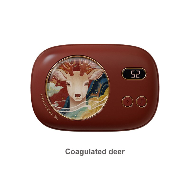 Banco de energía portátil 2 en 1 para bebé, Mini banco de energía de 10000mAh, calentador de manos de 52 °, batería de carga, Banco de energía: Deer Gaze
