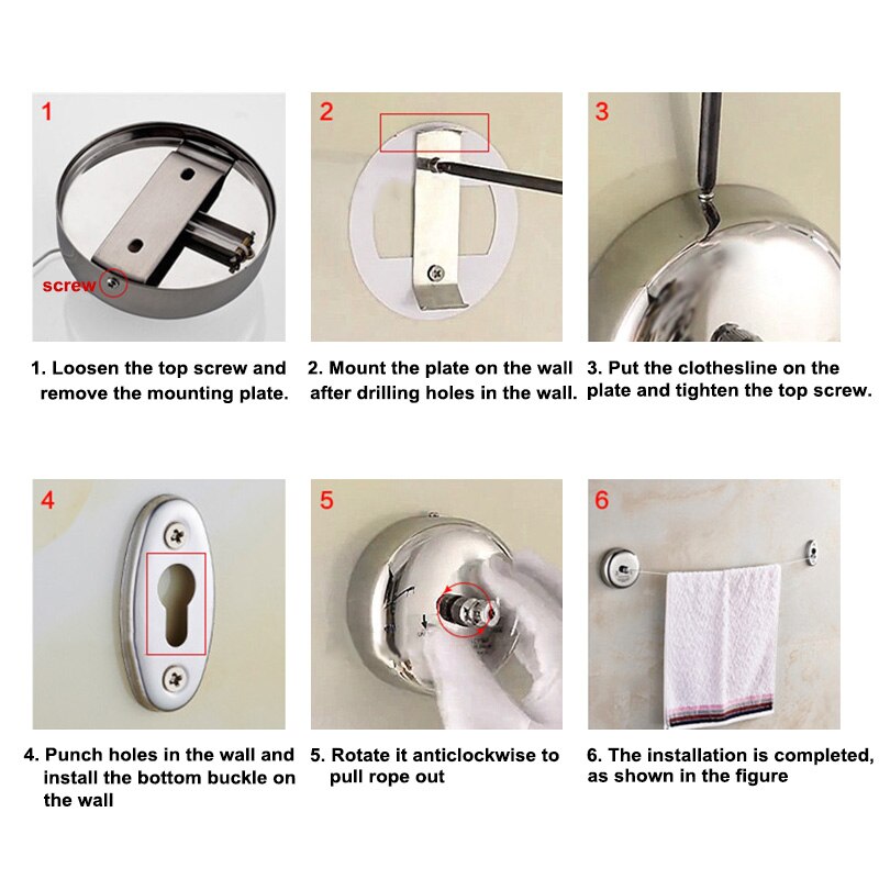 Portable Stainless Steel Retractable Clothesline Hanger Indoor Outdoor Round Square Balcony Clotheshorse Clothes Drying Rope