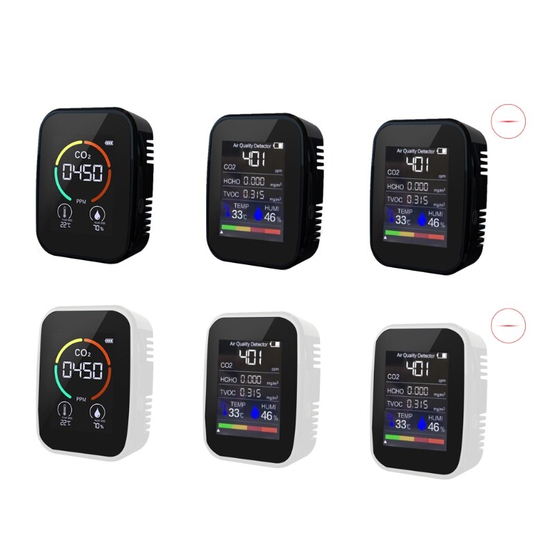 DC 5V CO2-detector USB-opladen Luchtkwaliteitsmonitor ABS Thermometer Hygrometer TVOC-tester voor Thuis