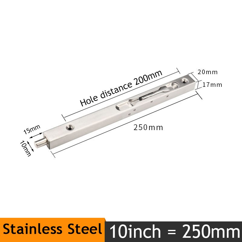 KAK 4/6/8/10 inch Stainless Steel Hidden Door Bolt Security Guard Door Latch Sliding Door Lock Bathroom Bolt Dust Proof Hardware: Silver 10inch