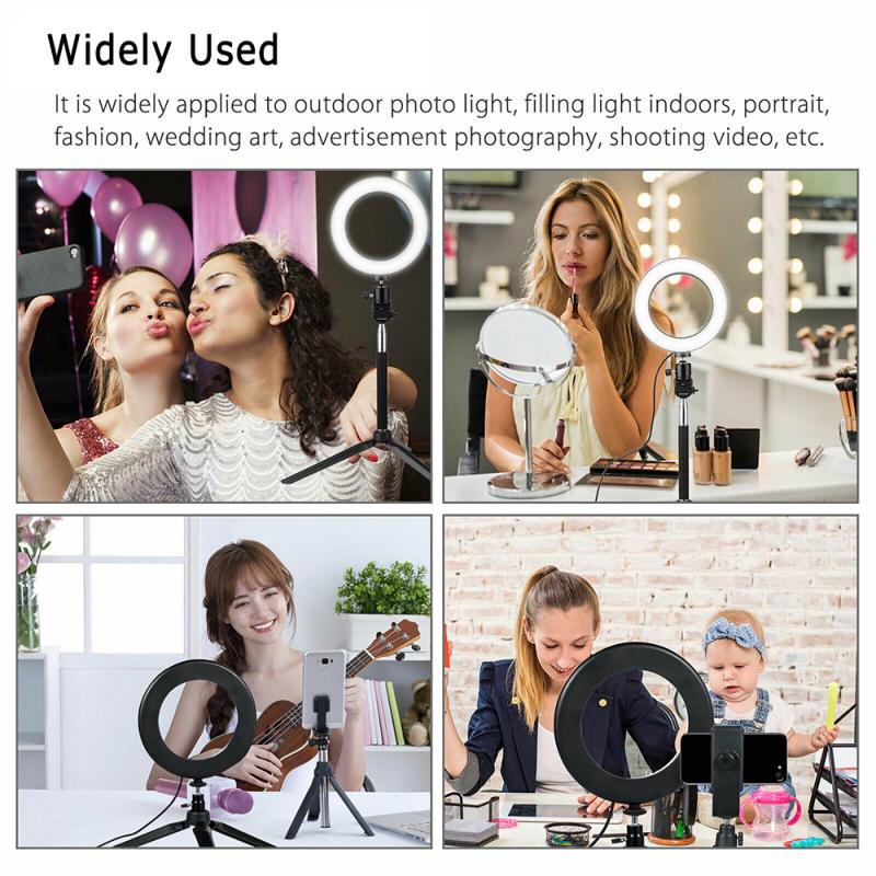 LED Ring Light With Stand Dimmable 5500K Lamp Portable USB Powered Ring Lights For Live broadcast Makeup Photography