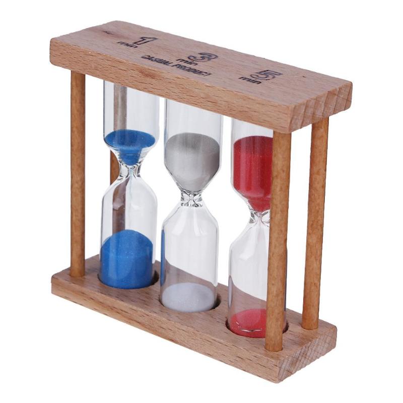 1/3/5 Minuten Houten Frame Zandloper Zandloper Zand Klok Timer Voor Kinderen Borstel Tanden Tafel Decor Willekeurige kleur