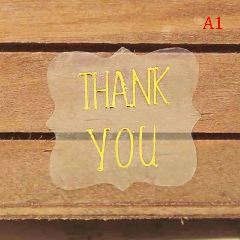 5 vellen = 100 stuks/partij bedankt, handgemaakt met liefde, verklaring brief polygoon kraftpapier zelfklevende stickers verpakkingsetiket: A1