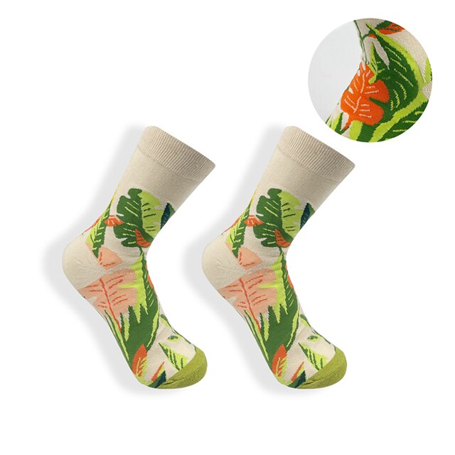 Calcetines largos de algodón con estampado de cocodrilo para hombre y mujer, medias casuales de animales, cebra, rayas, tiburón, 1 par: monkey