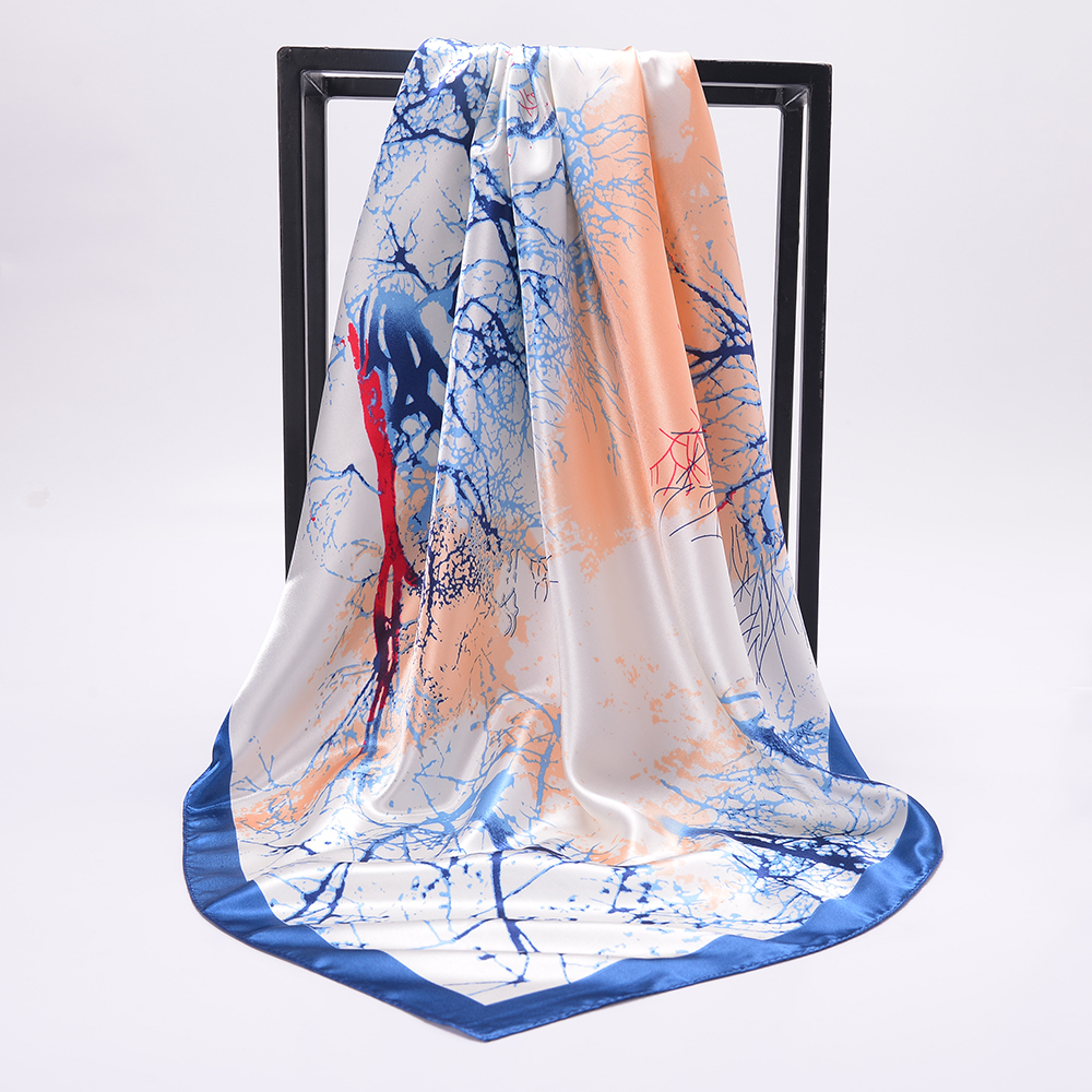 Sciarpa testa di seta Foulard per donna moda sciarpa per capelli quattro stagioni 90*90cm Hijab Foulard i&quot;bandana Femme: BK40-14