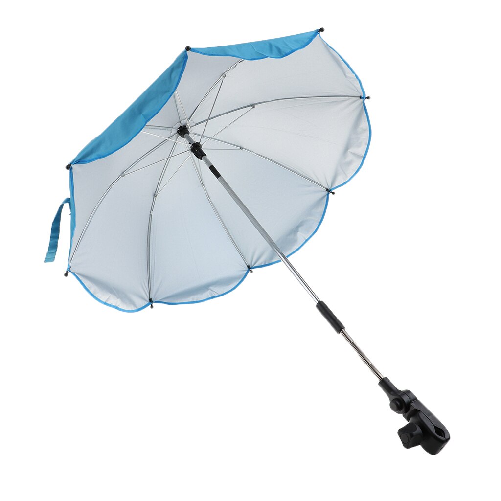 Foldable Summer Outdoor Beach Sunshade Umbrella Sun Protection Parasol Shelter All-weather with Universal Clamp Travel Anti-UV: Sky Blue