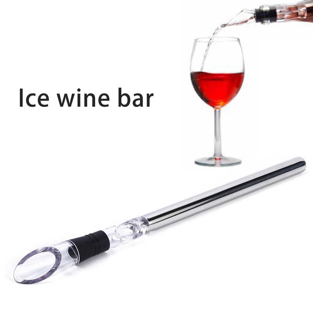 Refroidisseur à vin en acier inoxydable | Avec verseur à vin, bâton de glace, refroidissement des boissons, bâton de glace glacé, outil de Bar