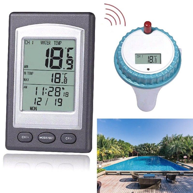 Solar Powered Wireless Pool Thermometer Swim SPA Pond Tub Waterproof Digital LCD Backlit Floating Temperature Transmitter Meter