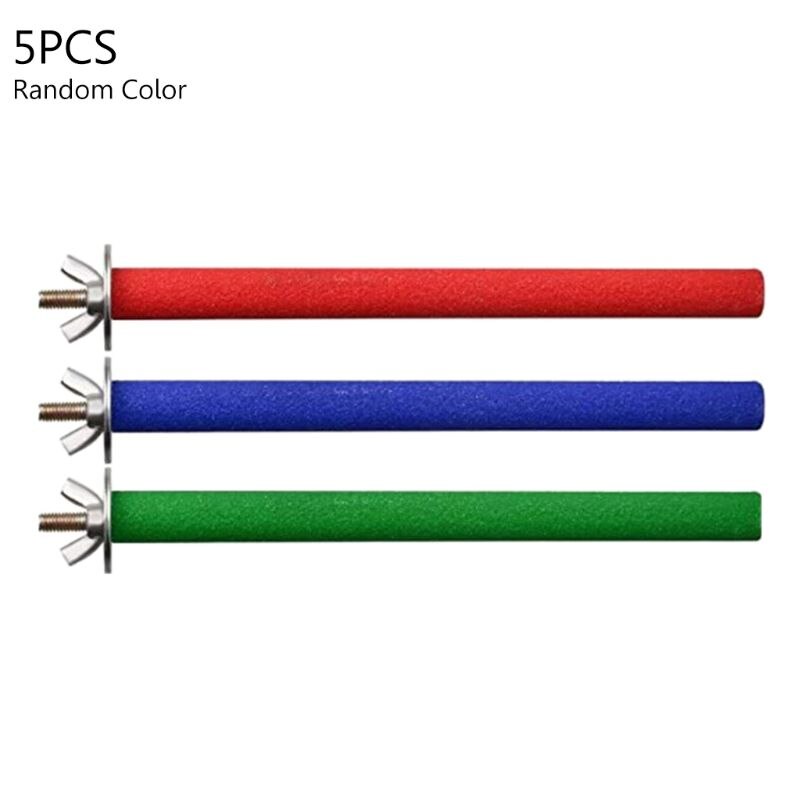 5Pcs Wooden Bird Perch Rough-surfaced Parrot Bird Cage Perch Stand for Beak Feet Grinding Nails Trimmed