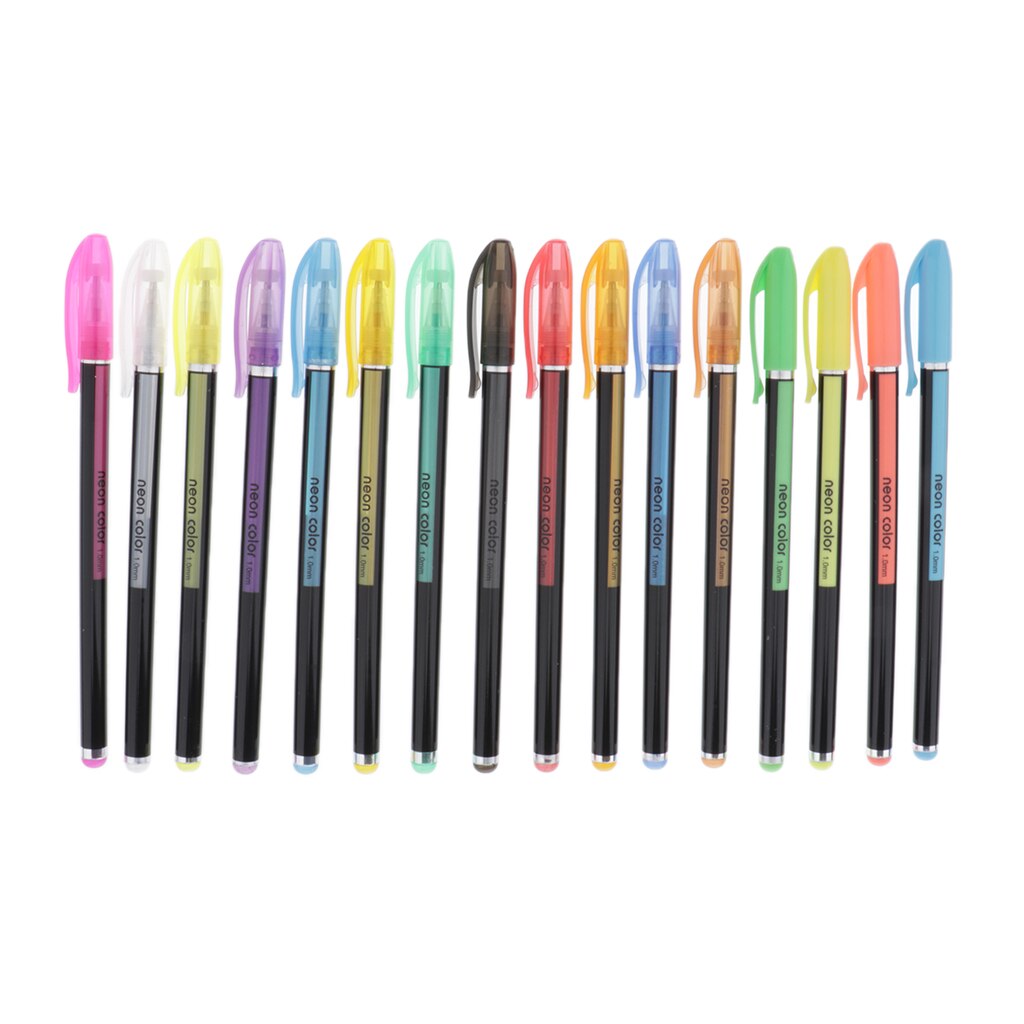 1 paquete de plumas de Gel de Color vivo estudiantes Doodle pintura plumas de Gel de Color pluma fluorescente de marcadores y plumas: 16 colors