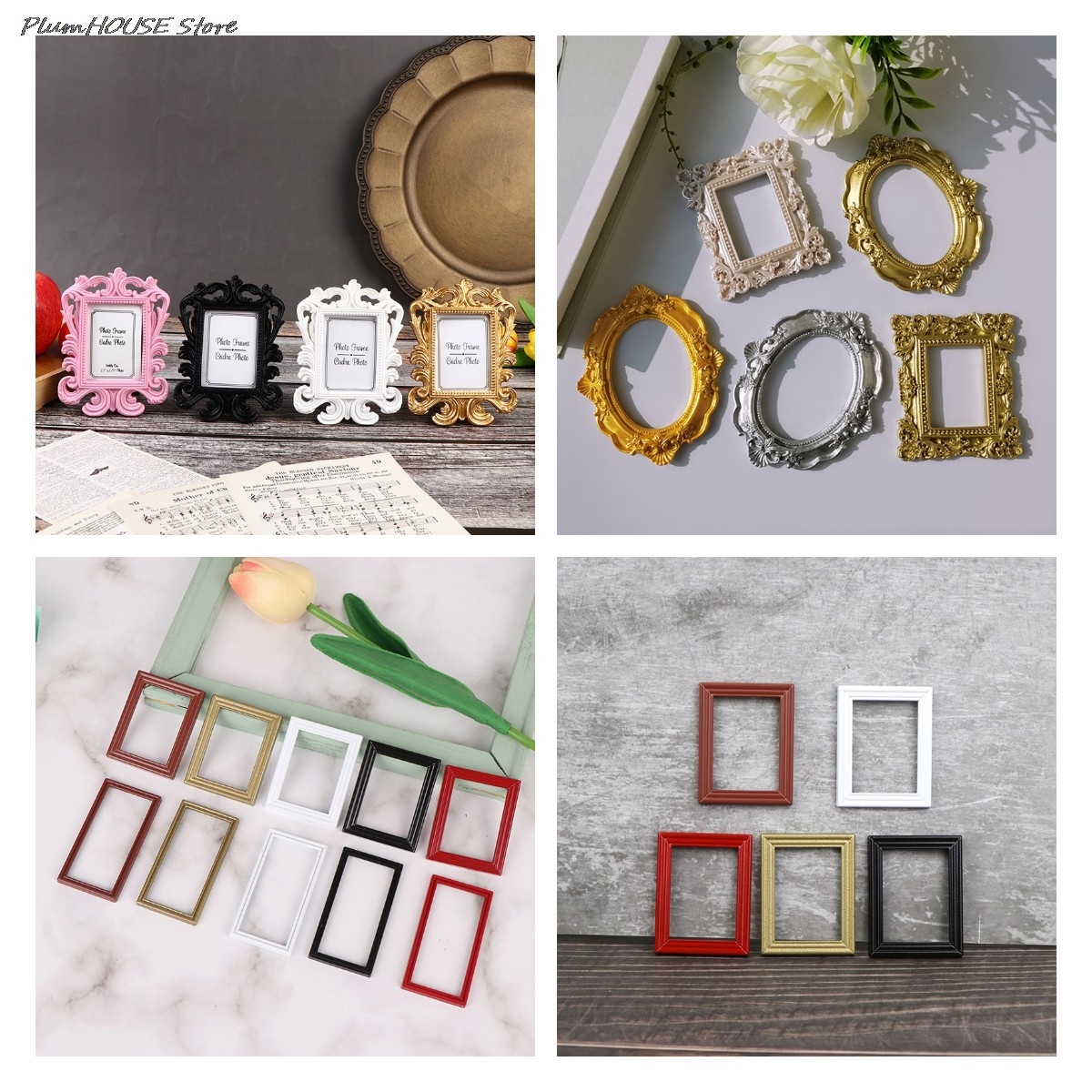 Dekorativ blomst retro fotoramme bryllup hjem dekor desktop bilderamme klassisk barokk liten fotoramme