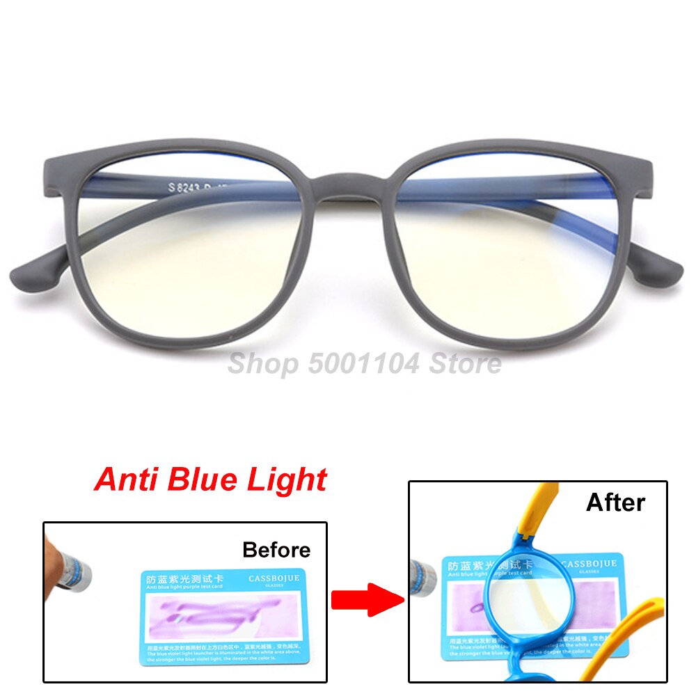 Blå lys børn briller dreng pige optisk ramme gennemsigtig barn briller anti blænding computer recept briller  uv400: Grå