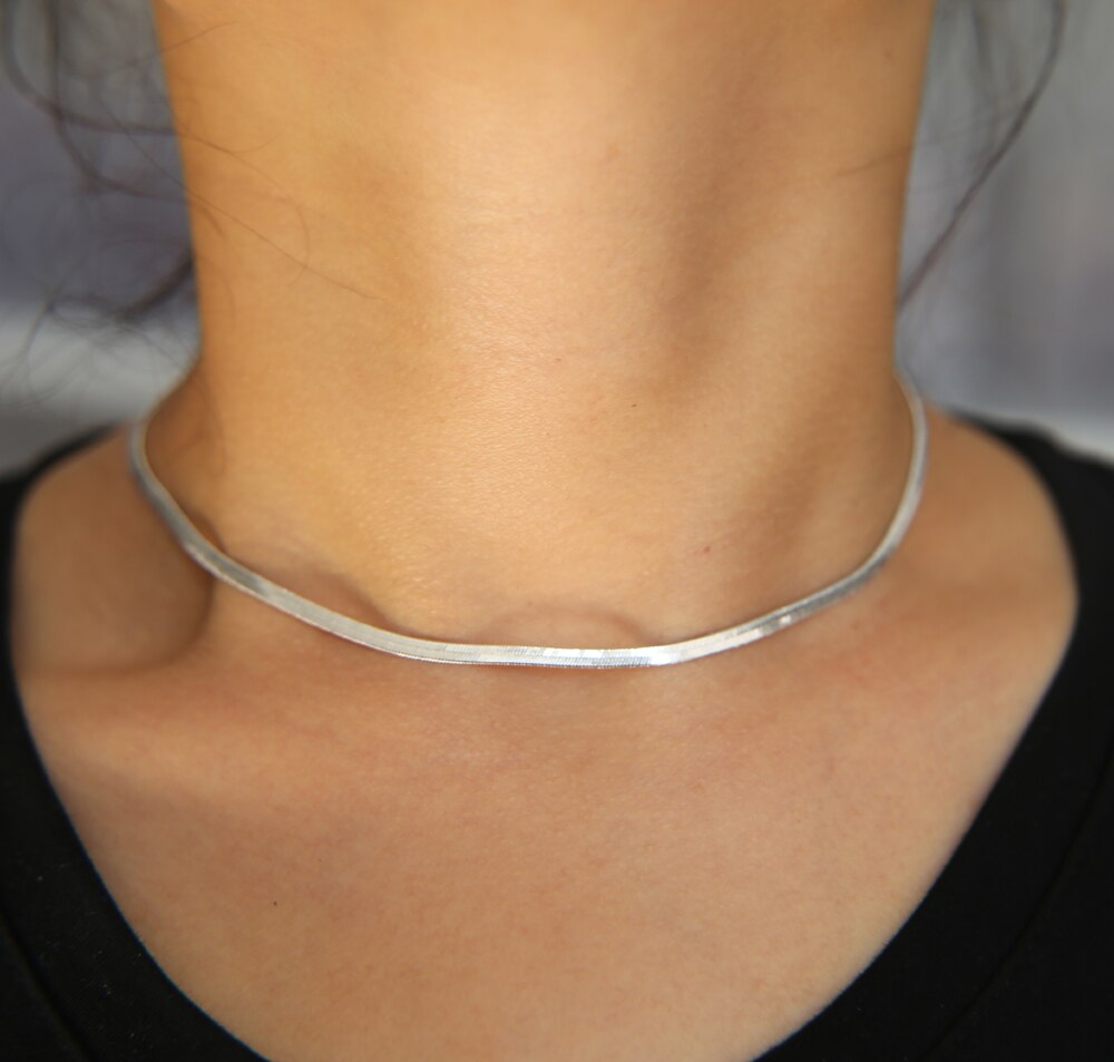 Topp enkel bred slange kjede choker grunnleggende slange kjede kvinner sommer nyeste chocker kjede halskjeder