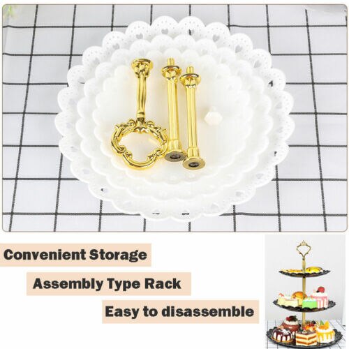 Faroot 3 Tier Plastic Slate White Round Display Cake Stand Food Platter Rack Pop