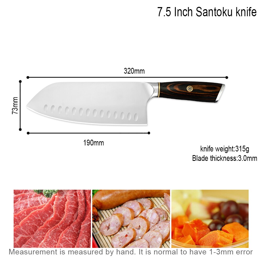 Non-stick Cleaver High Grade Chopping Knife Kitchen 5Cr15 High Hardness Color Wood Handle Razor Sharp Blade Santoku Chef Knives