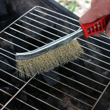 Red Handle Steel Wire Brush Copper Plating Derusting Brush Barbecue Mesh Cleaning Accessories