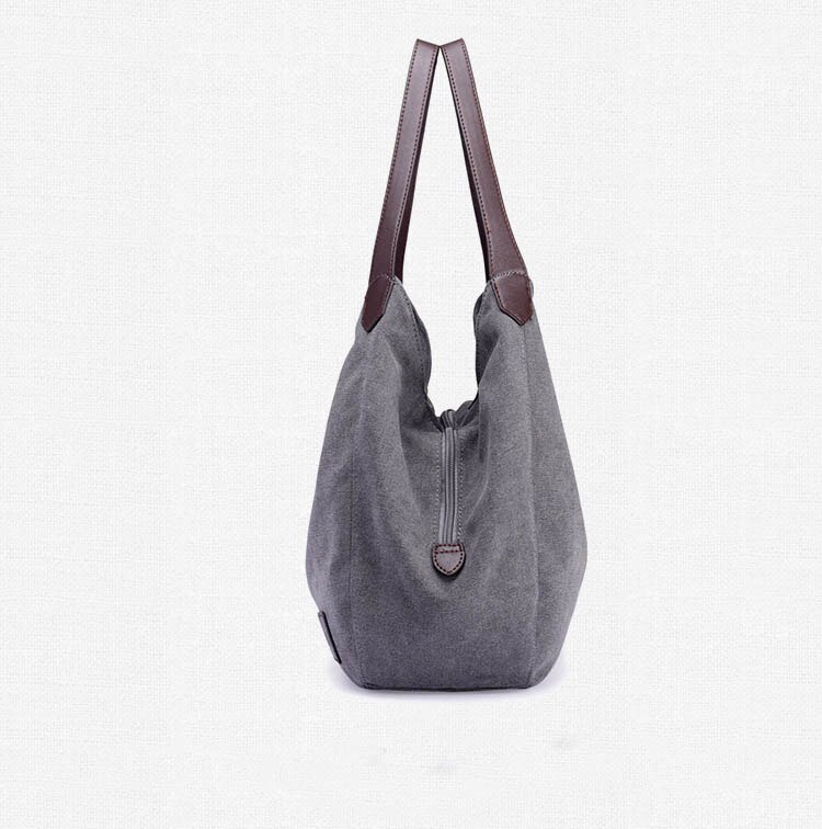 Vrouwen Canvas Handtassen Vrouwelijke Zwervers Enkele Schoudertassen Vintage Solid Multi-pocket Dames Bakken Bolsas