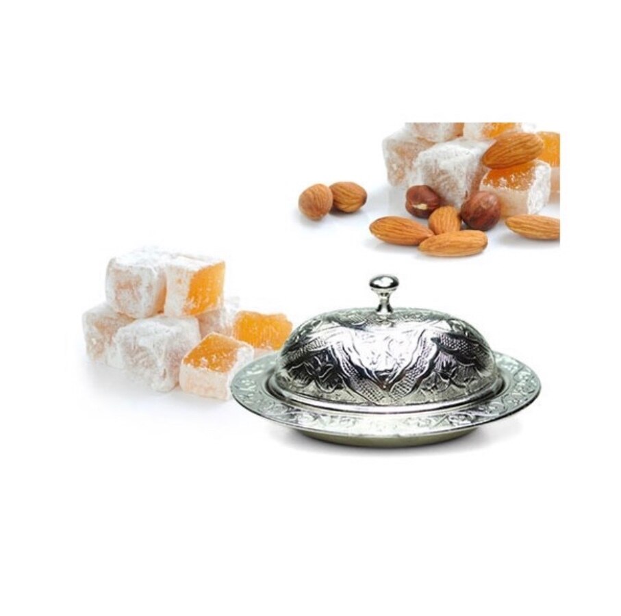 Ottoman Motif 2'li Turkish coffee Set-Silver