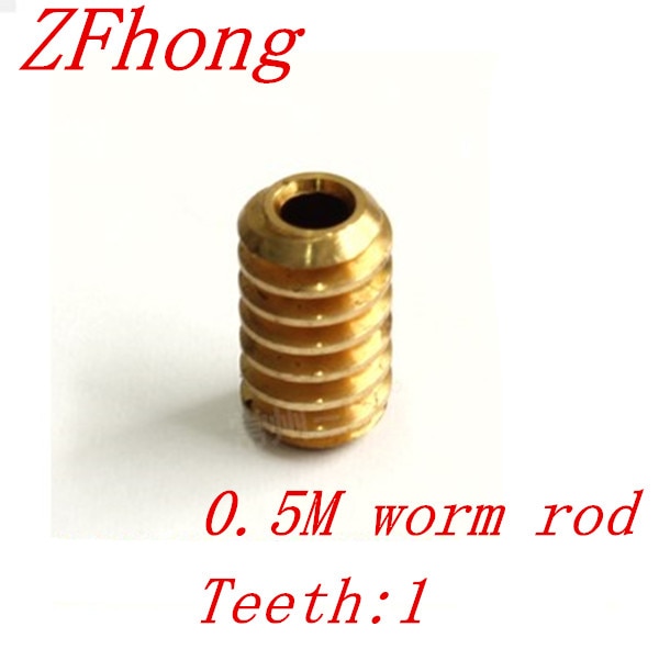 5pcs 0.5 brass worm gear rod diameter 6.7, lenght 12 , bore 3, teeth 1