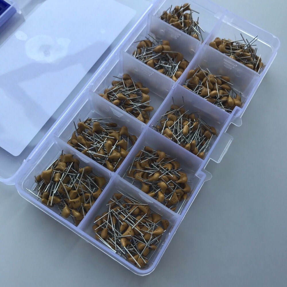 10 Values 500pcs 0.1uF~10uF ( 104~106 ) Multilayer / Monolithic Ceramic Capacitor Assorted kit with storage box