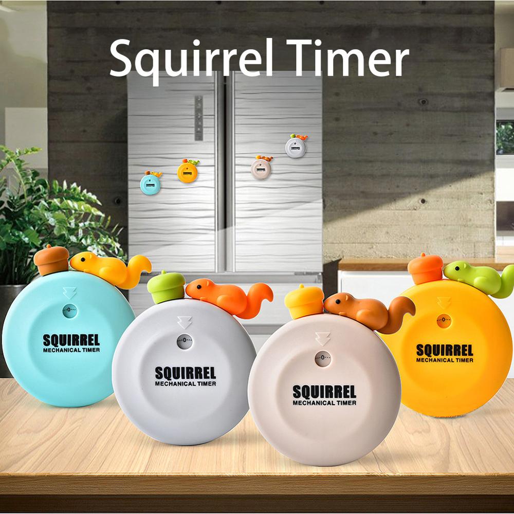 55 Minutes Kitchen Timers Magnet Cute Squirrel Practical Mechanical Timer Countdown Alarm Reminder Random Sent
