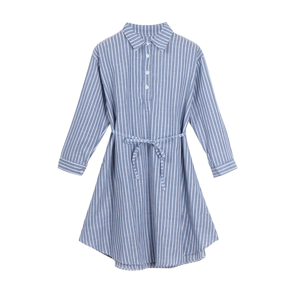 Summer Maternity Striped Dress Lining Dresses For Pregnant Women Clothes Turndown Collar Half Sleeve Pregnant Dresses Vestido