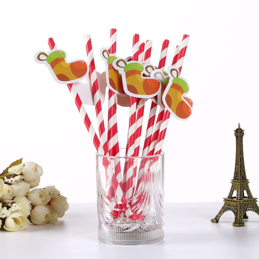 Kerst papieren rietjes kerstman drinkrietje vrolijke kerstversiering voor thuis kerstfeest benodigdheden  #t1p