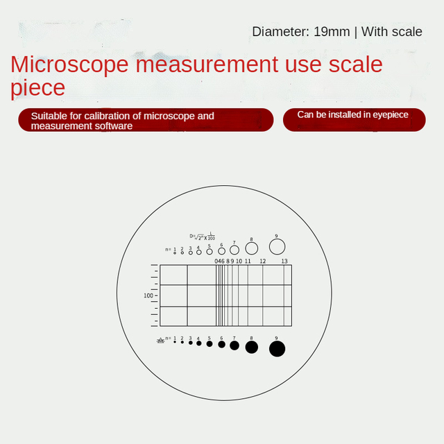 Microscope micrometer calibration sheet Scale measuring rule 0.05mm calibration glass sheet 0.1mm calibration reticle: See text details -06