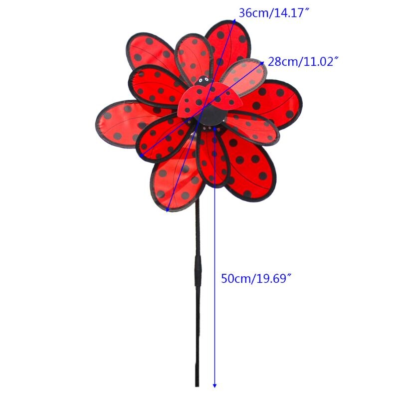 Ootdty Kids Dubbele Laag Lieveheersbeestje Windmolen Wind Spinner Pinwheel Huis Tuin Yard Decoratie Outdoor Baby Speelgoed