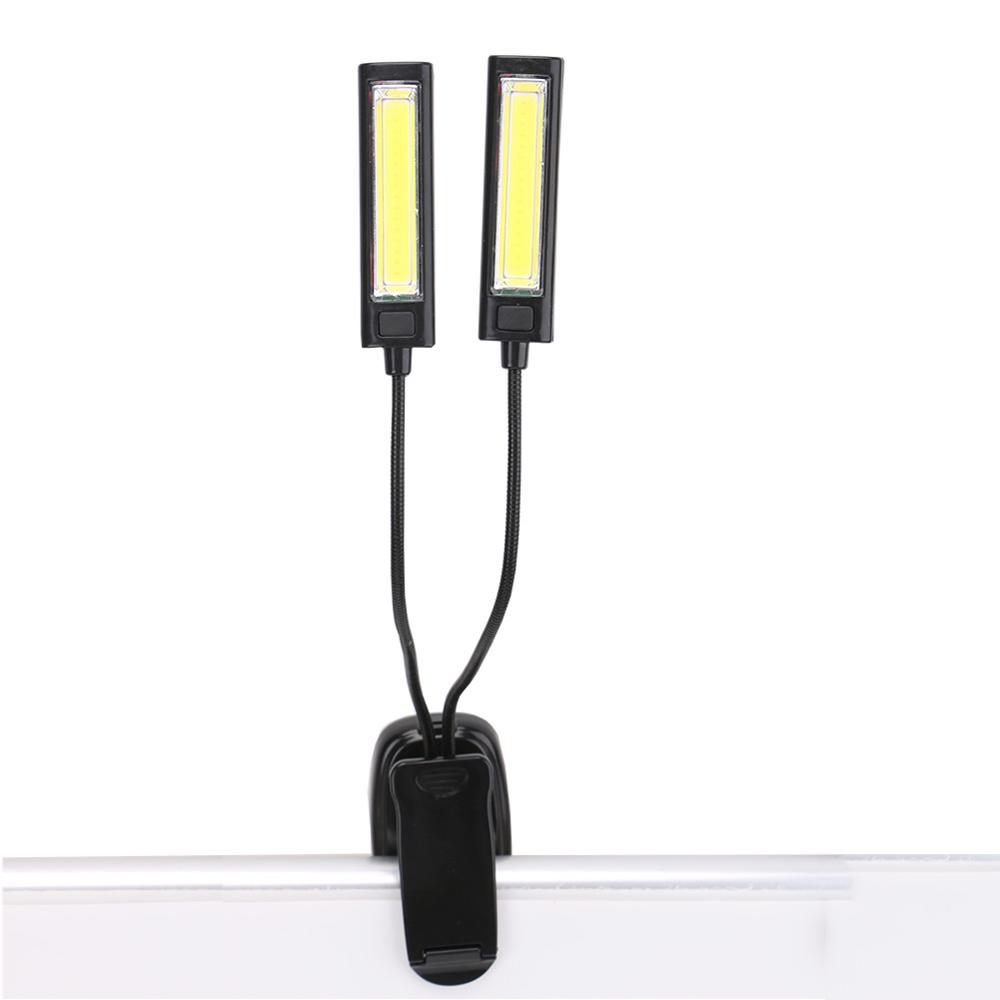 Mini COB clip LED sur livre réglable lampe de lecture Super lumineux pour Kindle Touch USB table LED lampe de bureau: two head